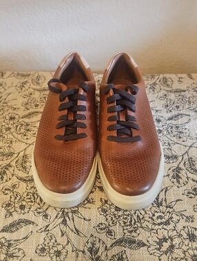 Cole Haan Brown Perforated Leather Sneakers with Cream Sole